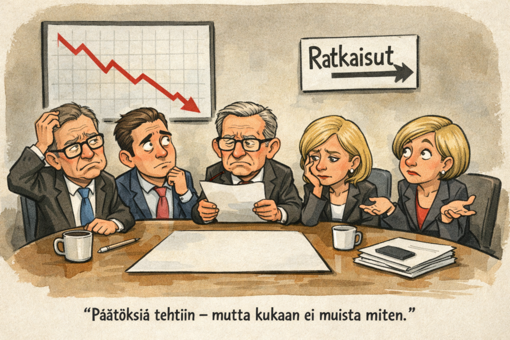 Umpisurkeaa-talous ei kasvanut,mutta me kasvoimme ulos vastuusta 3 Ministereitä miettimässä päätöksiään