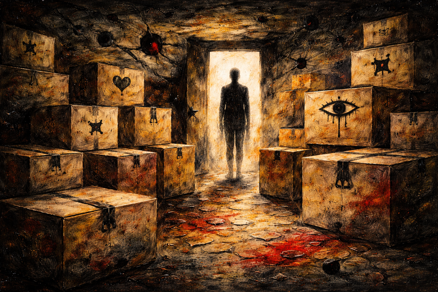 Abstrakti surrealistinen kuva haaveiden varastoinnista ja luopumisen ajasta