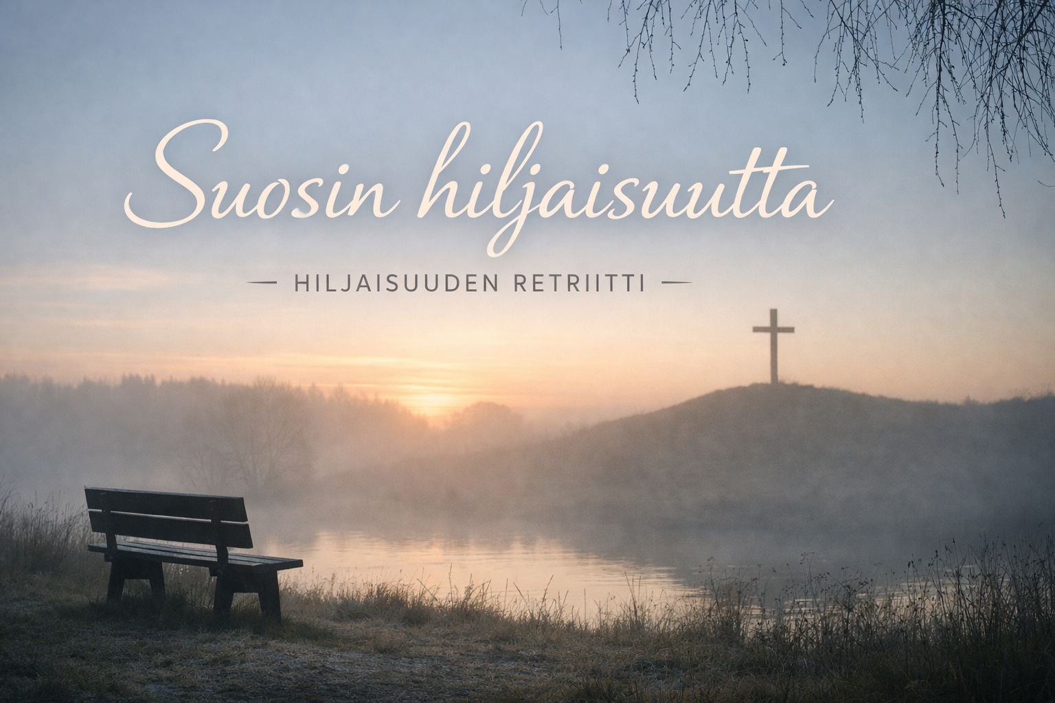 hiljainen maisema auringonnousussa pääsiäisen aikaan,hiljaisuus ja rauha