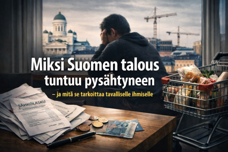 Suomalainen mies miettii arjen valintojaan