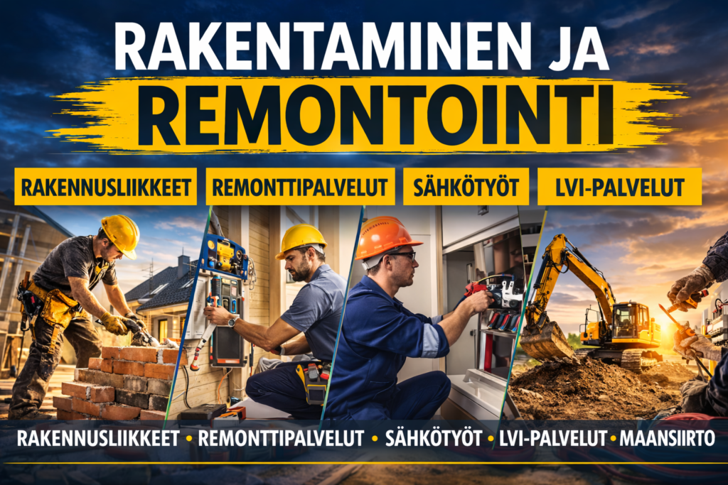 Rakentaminen ja remontointi,sähkötyöt,lvityöt ja maansiirto
