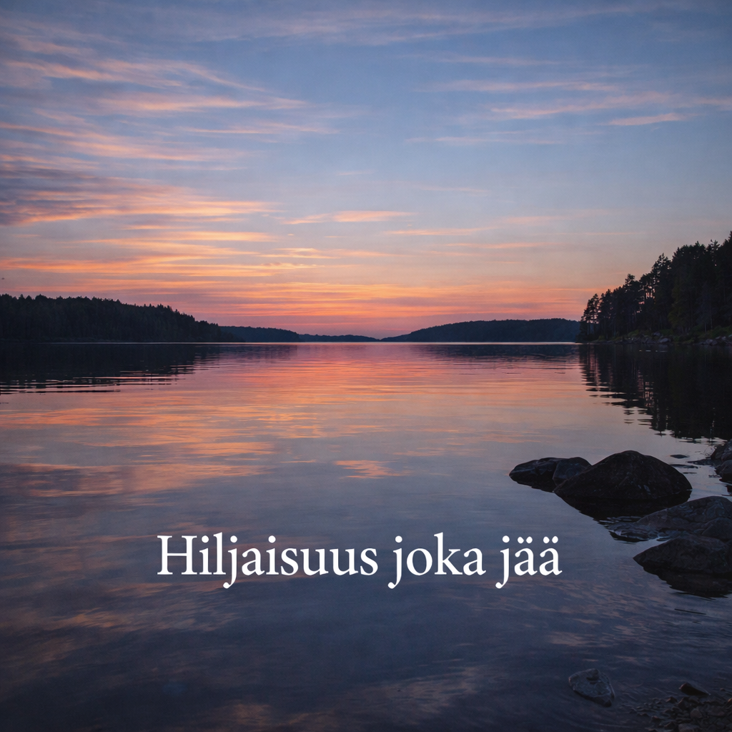 Hiljainen maisema Puulavedellä auringon laskiessa