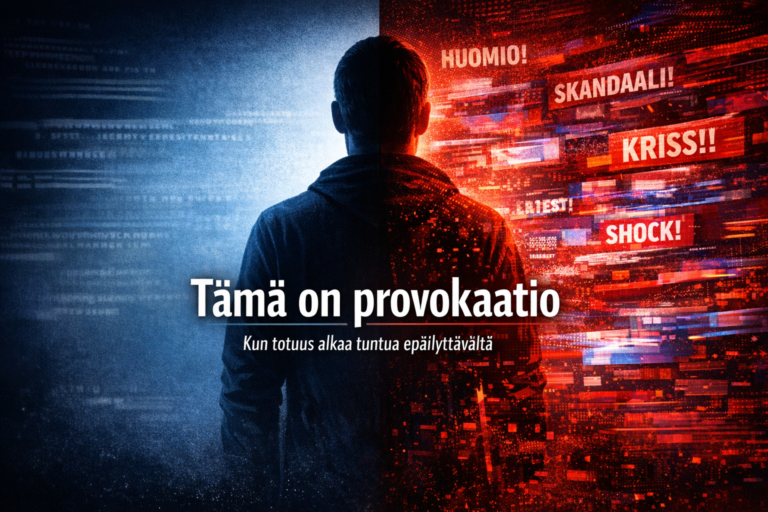 Henkilö uutisvirran keskellä-totuuden ja provokaation ristiriita