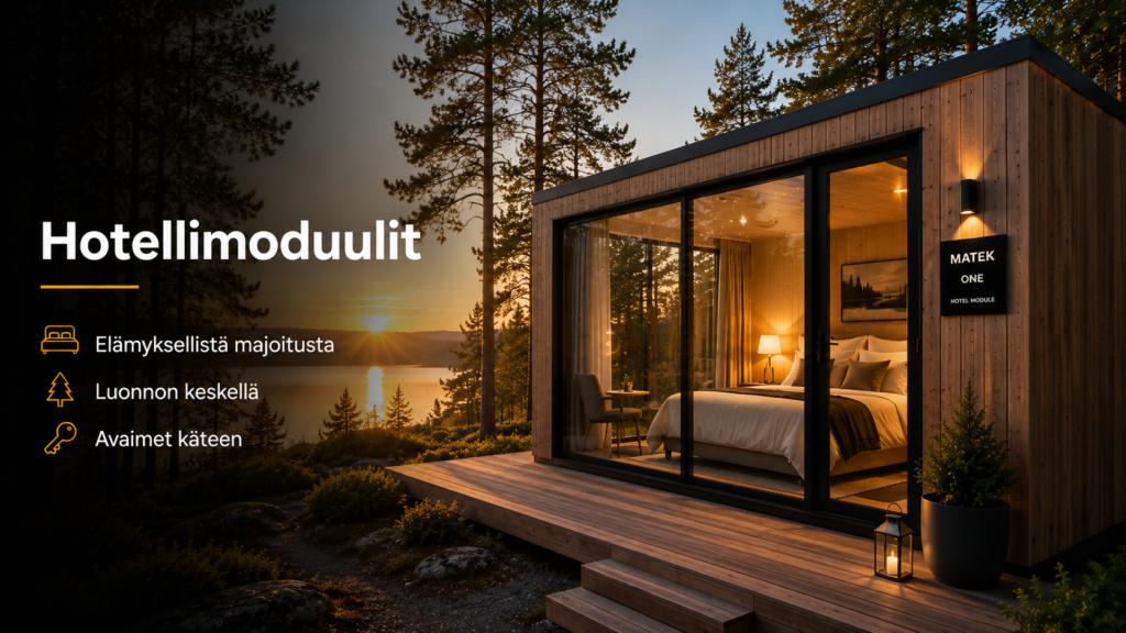 Matek One hotellimoduulit luonnon keskellä.